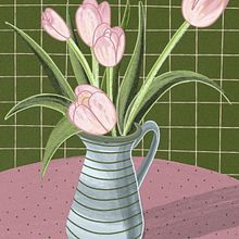 Tulipanes en jarra. Un proyecto de Ilustración tradicional, Dibujo digital, Pintura digital e Ilustración botánica de Bárbara Martínez Calvo - 28.03.2021
