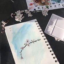 Plum blossom watercolor. Fine Arts project by Jen Pack - 03.16.2019