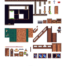 Mi Proyecto del curso - Creación de escenarios pixel art para videojuegos: Mansion tileset. Un proyecto de Videojuegos, Pixel art, Desarrollo de videojuegos, Animación 2D, Animación 3D y Diseño de videojuegos de Asier Astorga Casado - 13.07.2021