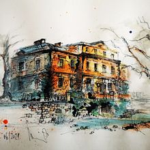 Nedeliste chateau, Czech Republic ❤️. Un proyecto de Pintura a la acuarela de Alena Nahlovska - 13.07.2021
