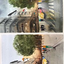 Mon projet du cours : Paysages urbains à l’aquarelle. Fine Arts, Watercolor Painting, and Architectural Illustration project by cdeblais - 07.14.2021