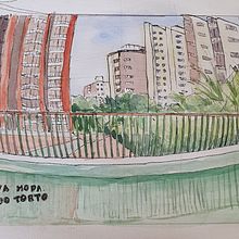 Meu projeto do curso: Urban Sketching: expresse o seu mundo com uma nova perspectiva. Traditional illustration, Sketching, Drawing, Watercolor Painting, Architectural Illustration, and Sketchbook project by berthatb - 07.15.2021