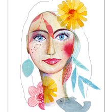 Mein Kursprojekt: Illustriertes Porträt mit Aquarell. Ilustração tradicional, Artes plásticas, Pintura, Desenho, Pintura em aquarela, Desenho de retrato, e Desenho artístico projeto de anemona - 18.07.2021