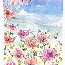 Magical Windflowers. Traditional illustration, Fine Arts, Painting, Watercolor Painting, and Color Theor project by Elisa Bresciani - 07.19.2021
