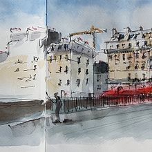 Pont d'Arcole. Un progetto di Bozzetti, Disegno, Pittura ad acquerello, Illustrazione architettonica, Sketchbook e Illustrazione con inchiostro di roedig - 19.07.2021