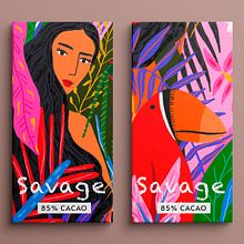 Savage packaging. Traditional illustration, and Design project by Gisele Murias - 07.21.2021