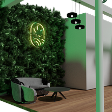 Stand JuicyFields_ Cannabis EXPO, México . 3D, Design, Art Direction, Graphic Design, Interior Design, and Lighting Design project by Micaela Serra - 06.24.2021