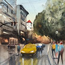 My project in Urban Landscapes in Watercolor course. Fine Arts, Watercolor Painting, and Architectural Illustration project by vinterova - 07.20.2021