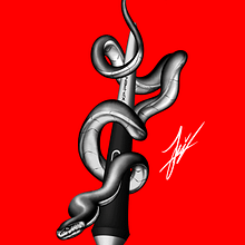 Stylus Snake Tattoo Design. Een project van  Ontwerp, Traditionele illustratie, Vectorillustratie, Digitale illustratie,  Digitaal schilderij, Grafisch ontwerp y  Tatoeageontwerp van Javier Esteban Rodriguez Medina - 22.07.2021
