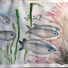 Mi Proyecto del curso: Ilustración de universos marinos en acuarela. Traditional illustration, Painting, Watercolor Painting, and Naturalistic Illustration project by Clara Sala - 07.23.2021