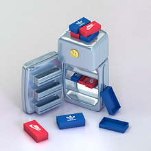 Sneakerhead Fridge. Un progetto di 3D, Modellazione 3D, Progettazione 3D, Direzione artistica, Illustrazione tradizionale, Pubblicità e Content marketing di Javi Márquez López - 26.07.2021
