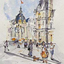 Mein Kursprojekt: Architektonische Zeichnung mit Aquarell und Tinte. Projekt z dziedziny Sketching,  R, sunek, Malowanie akwarelą,  R, sunek architektoniczn, Sketchbook,  R i sunek atramentem użytkownika Stefanie Frank - 26.07.2021