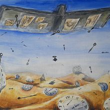 Desert of Clock-faces. Painting, Creativit, Concept Art, Acr, and lic Painting project by Arunas Beksta - 07.26.2021