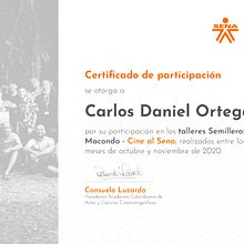 Certificado de participación_ Talleres Semillero Macondo. Un progetto di Cinema, video e TV di Carlos Daniel Ortega Herrera - 27.07.2021