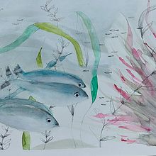 My project in Marine Universe Illustration in Watercolor course. Traditional illustration, Painting, Watercolor Painting, and Naturalistic Illustration project by Valya Papadopoulou - 07.26.2021