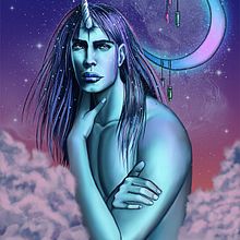 My project in Digital Fantasy Portraits with Photoshop course - "Unicorn Moon". Un progetto di Illustrazione tradizionale, Disegno, Illustrazione digitale, Disegno di ritratti, Disegno digitale e Pittura digitale di Courtney McKeand - 29.07.2021