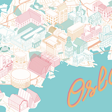 Oslo Isometric Map. Traditional illustration, Infographics, Drawing, Digital Illustration, and Digital Painting project by Mariana Hoyos - 06.08.2022