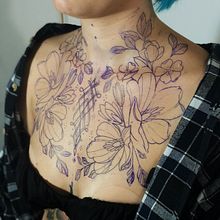 Chestpiece project. 3 sessions from stencil to finished piece