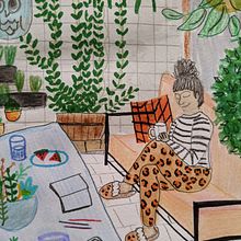 In the garden. Traditional illustration project by Mena Davies - 08.01.2021