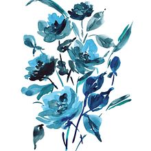 Blue Floral . % Amy tarafından hazırlanan Suluboya Resim projesi - 08.01.2021