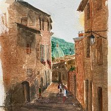 My project in Urban Landscapes in Watercolor course. Un proyecto de Bellas Artes, Pintura a la acuarela e Ilustración arquitectónica de cappiellolou - 02.08.2021