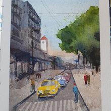 Meu projeto do curso: Paisagens urbanas em aquarela. Projekt z dziedziny  Sztuki piękne, Malowanie akwarelą,  R, sunek architektoniczn i  Malarstwo użytkownika berthatb - 02.08.2021