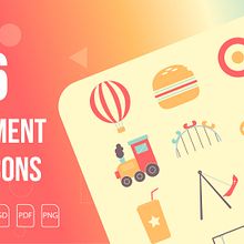 Amusement Park 16 Flat Colorful Vector Icons.. Graphic Design, Traditional illustration, Vector Illustration, and Design project by Yousuf Mohammed - 11.16.2020