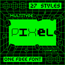 MultiType Pixel (ONE FREE FONT). T, pograph, T, pograph, and Design project by Damián Guerrero Cortés - 06.11.2021