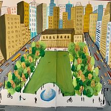 BRYANT PARK. Traditional illustration, Sketching, Drawing, Architectural Illustration, Sketchbook, and Gouache Painting project by Viviana Rojas - 08.03.2021