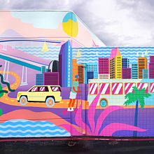 Lyft mural in San Diego, California. Traditional illustration, Fine Arts, Street Art, Design, and Painting project by Celeste Byers - 08.05.2021