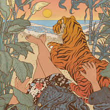 Me and My Tiger. Traditional illustration, and Design project by Celeste Byers - 08.05.2021