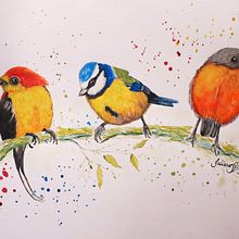 My project in Artistic Watercolor Techniques for Illustrating Birds course. Projekt z dziedziny Trad, c, jna ilustracja, Malowanie akwarelą, R, sunek realist, czn, Ilustracja naturalist i czna użytkownika Juliana Buglia - 04.08.2021