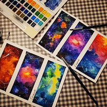 Proyecto final: Tríptico de galaxias. Traditional illustration, Fine Arts, Painting, and Watercolor Painting project by Pamela Izquierdo Garcia - 04.20.2021