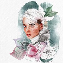 Mi Proyecto del curso: Retrato ilustrado en acuarela - First Spring. Projekt z dziedziny Trad, c, jna ilustracja,  Sztuki piękne,  Malarstwo,  R, sunek, Malowanie akwarelą, Portret,  R, sunek art, st i czn użytkownika Polina Gribuckaya - 05.08.2021