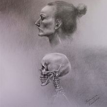 Head anatomy study 100 x 70 cm. Realistic Drawing project by Kate Żurawska - 08.07.2021