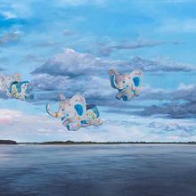 Elefantes sobre el Marañón. Un proyecto de Pintura, Bellas Artes y Pintura al óleo de Laura Cuadros - 09.08.2021