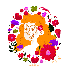 Meu projeto do curso: Retrato ilustrado com elementos botânicos. Een project van Traditionele illustratie, Digitale illustratie,  Botanische illustratie y Digitale tekening van Mimi Rizzon - 10.08.2021