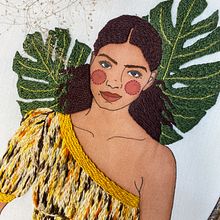 Amazonas. Pintura em aquarela, e Bordado projeto de Mariah Escossia - 11.08.2021