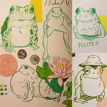 Introducing myself with my recent frog doodles . Projekt z dziedziny Trad, c, jna ilustracja, Sketching, Kreat, wność,  R, sunek i Sketchbook użytkownika Deniz - 07.08.2021