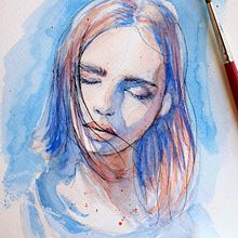 My project in Artistic Portrait with Watercolors course. Fine Arts, Painting, Watercolor Painting, and Portrait Drawing project by Annamari Fekete - 08.11.2021