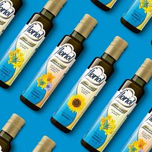 Floriol Cold-Pressed Oil Packaging. Graphic Design, Packaging, Photo Retouching, and Art Direction project by Iulia Drinceanu - 08.12.2021