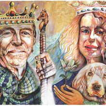 Mis padres los reyes celestiales . retratos en boligrafo Ein Projekt aus dem Bereich Zeichnung, Porträtzeichnung, Realistische Zeichnung und Artistische Zeichnung von Liliana Quintero - 12.08.2021