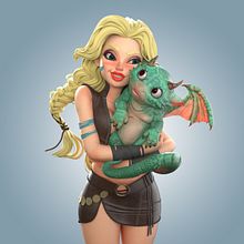 Dragon girl. 3D, and Character Design project by Javier Benver - 08.13.2021