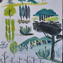 Maru Godas - Pictorial Sketchbook in gouache - initial excercises ad first attempt at making a painting.. Traditional illustration project by Zora Poznic Polh - 08.15.2021