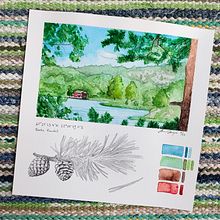 My project in Watercolor Travel Journal course: Piece of Turku archipelago and a detail of a pine tree. Traditional illustration, Watercolor Painting, Architectural Illustration, and Sketchbook project by ansku - 08.15.2021