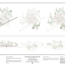 Estratos de un paisaje colectivo. Proyecto para una librería de pensamiento compartido.. Interior Architecture, L, scape Architecture, Infographics, and Communication project by Paula Borreguero - 08.15.2021
