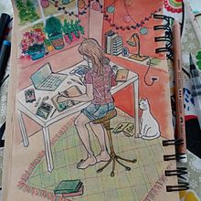 Mon projet du cours : Carnet de croquis pour explorer votre style de dessin. Un proyecto de Ilustración tradicional, Bocetado, Creatividad, Dibujo, Pintura a la acuarela, Sketchbook y Pintura gouache de Elodie - 18.08.2021