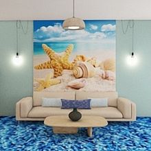 Salón Marino. Design, Interior Decoration, Decoration, Interior Design, 3D Modeling, and 3D Design project by Gracia Sánchez - 07.04.2020