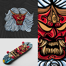 Ilustración de Oni. Traditional illustration, Vector Illustration, and Digital Illustration project by Arturo Perez Solano - 08.07.2021