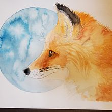 Fox and Moon . Lukisan Cat Air proyek oleh Sarah Hutchison - 08.20.2021